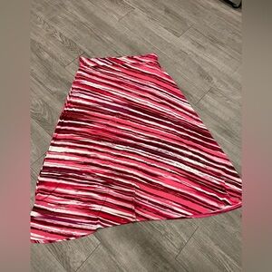 Lane Bryant diagonal candy cane pink white stripes jersey knit maxi skirt 18/20